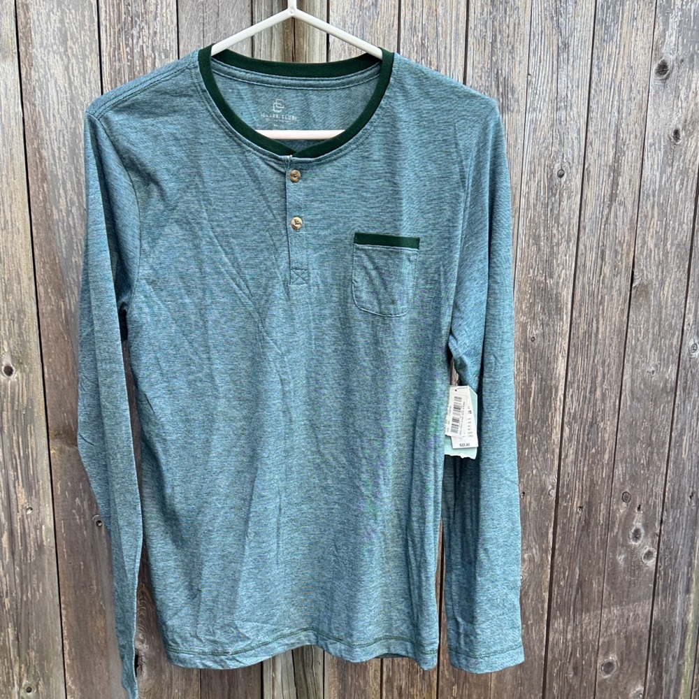 Boys Large green Henley Shirt with new tags